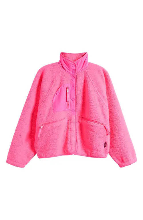 Free People FP Movement Hit the Slopes Fleece Jacket in Hot Pink at Nordstrom, Size X-Small | Nordstrom