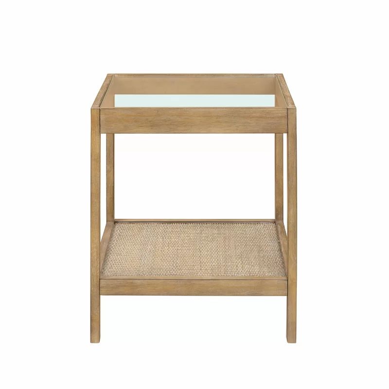 Emmie Glass Top End Table with Storage | Wayfair North America