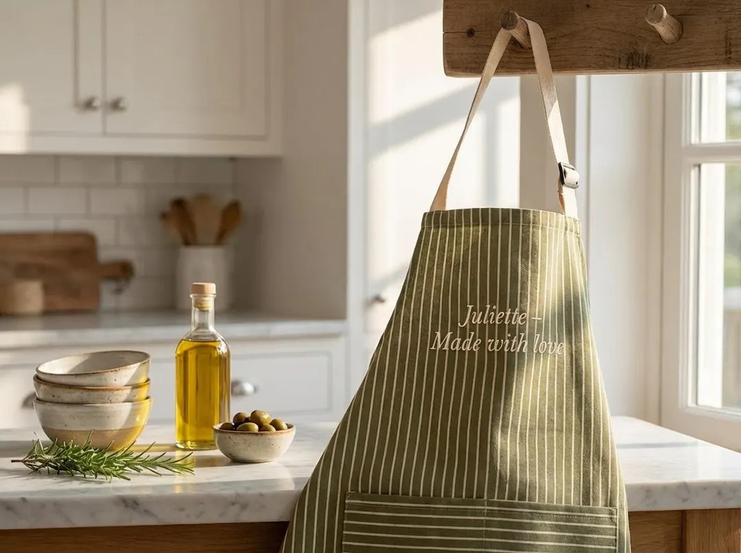 Personalized Pinstripe Apron, Custom Embroidered Name Apron, Handmade Kitchen Apron for Cooking &... | Etsy (US)