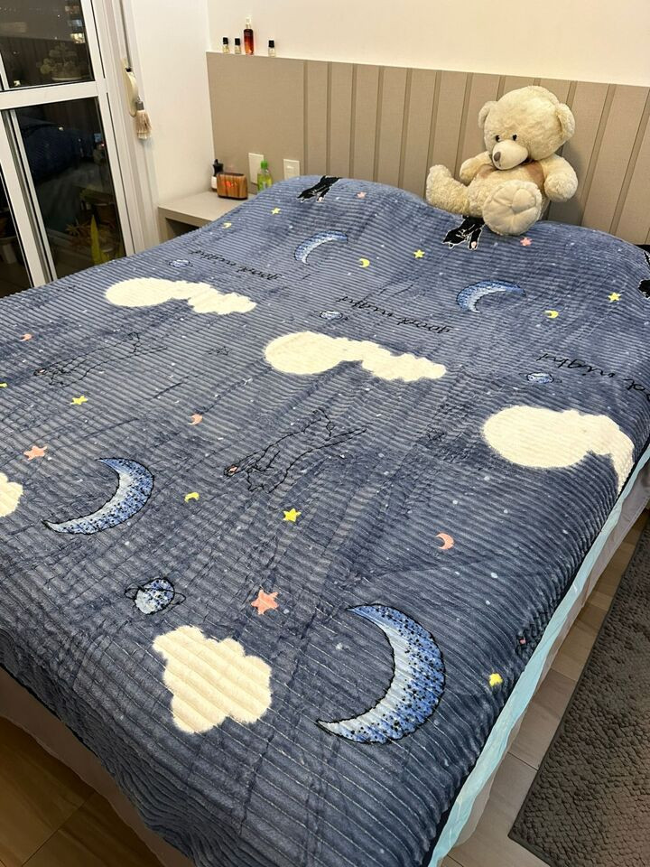 Cobertor Manta Sherpa Lã Xadrez Casal Ondulada 2,20 x 1,80 | SHEIN