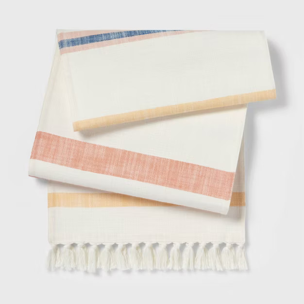 72" x 14" Cotton Striped Table Runner with Fringe - Threshold™ | Target