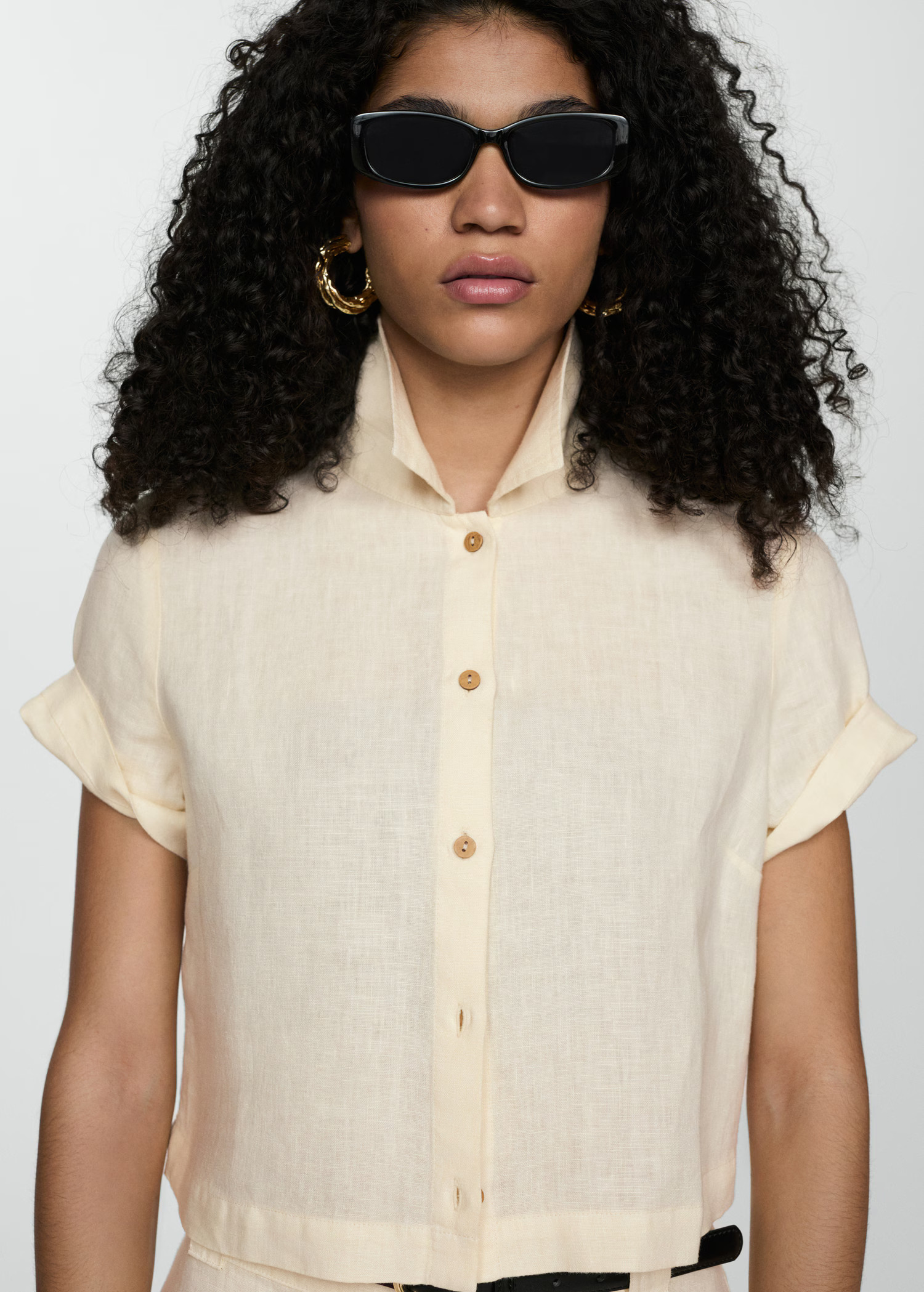 Short sleeve linen-blend shirt | MANGO (US)