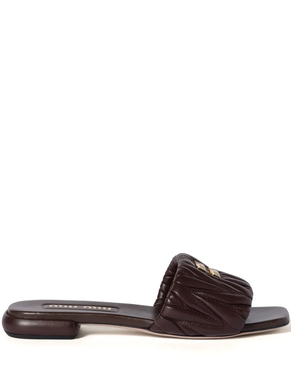 Miu Miu matelassé leather slides - Brown | Farfetch Global
