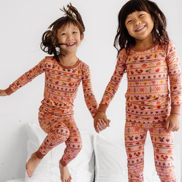 Harvest Fair Isle Two-Piece Bamboo Viscose Pajama Set | Little Sleepies