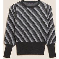 M&S Womens Striped Sparkly Jumper - 6 - Silver Mix, Silver Mix,Red Mix | Marks & Spencer (UK)