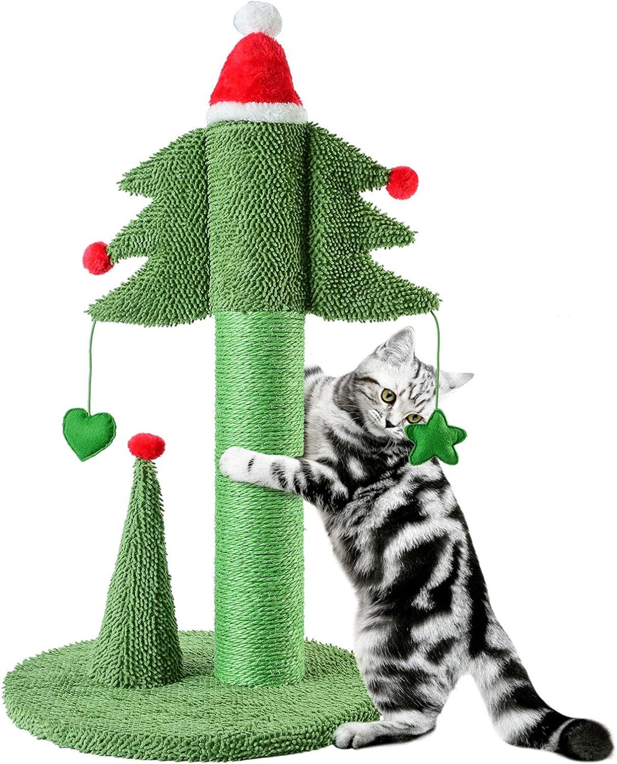 BOLUO Cat Scratching Post Tall Ceder Christmas Cat Trees for Adult Large Cats Scratcher Cute Toy ... | Amazon (US)