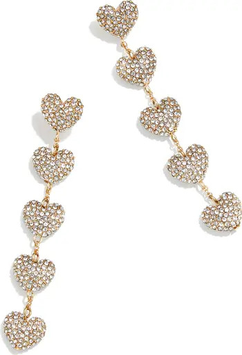 Etta Pavé Heart Linear Drop Earrings | Nordstrom