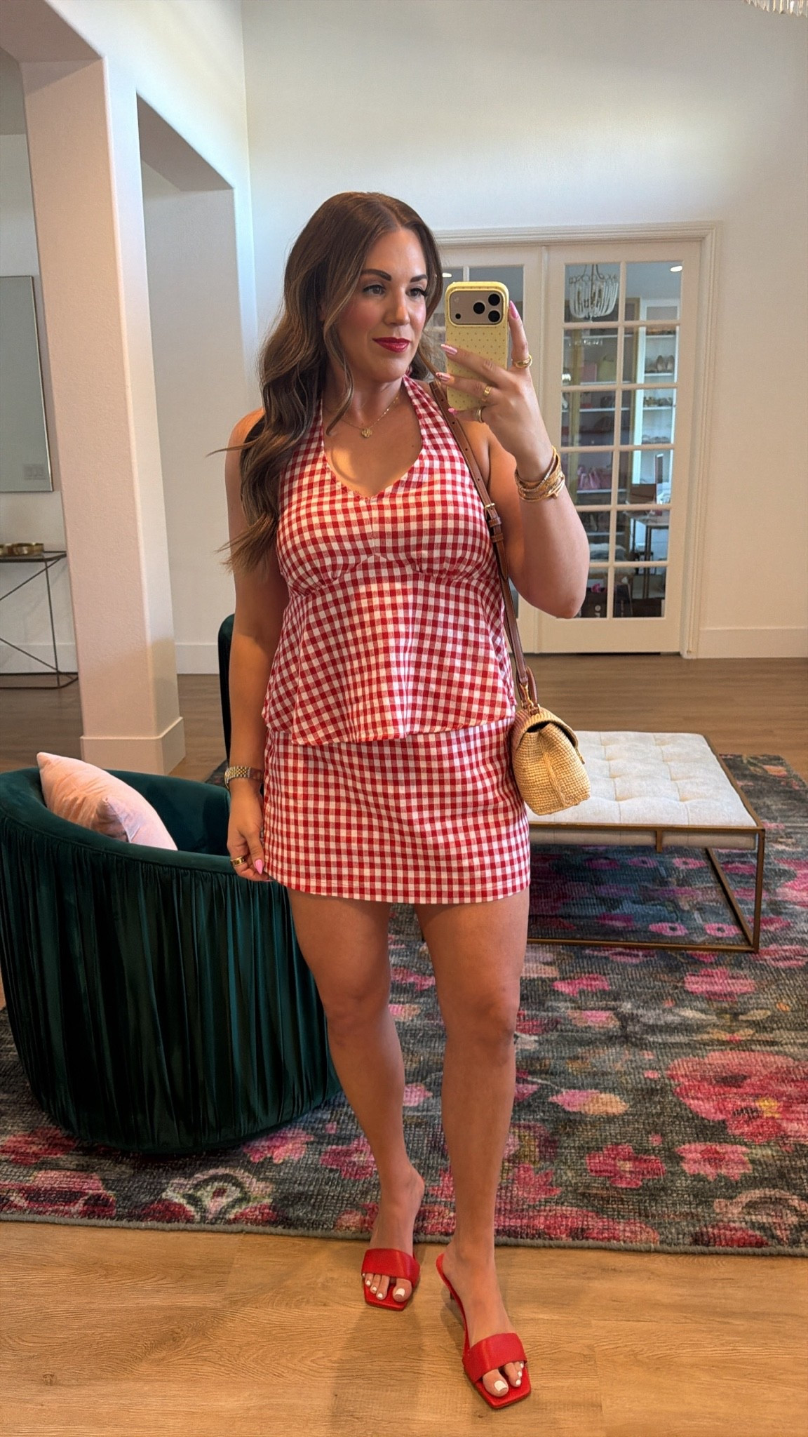 curvy midsize red gingham set for summer! wearing size large in halter top and size medium in skort ❤️

#LTKSeasonal #LTKMidsize