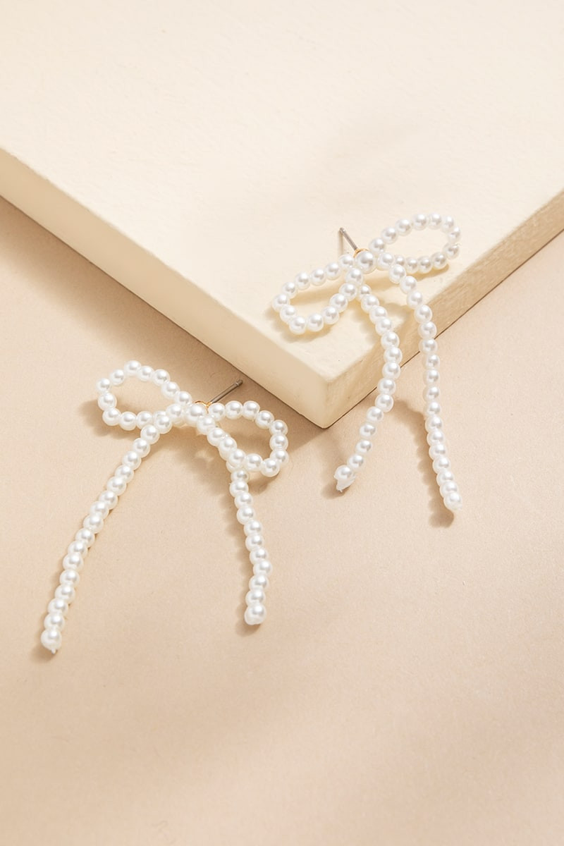 Monica Pearl Bow Strand Drop Earrings | Francesca's