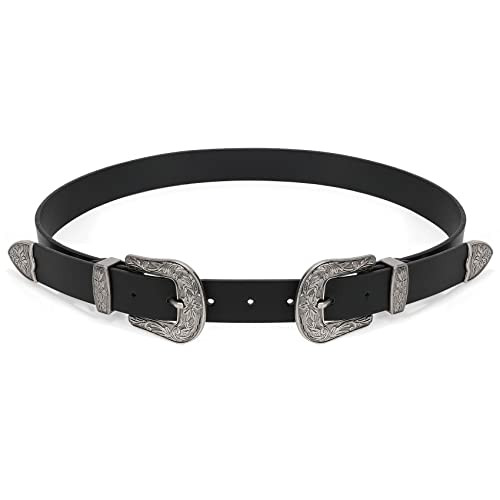 XZQTIVE Women Leather Belt Ladies Vintage Western Belt Retro Cowgirl Leather Belt Black Waist Bel... | Amazon (US)
