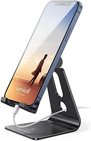 Adjustable Cell Phone Stand, Lamicall Desk Phone Holder, Cradle, Dock, Compatible with All 4-8'' ... | Amazon (US)