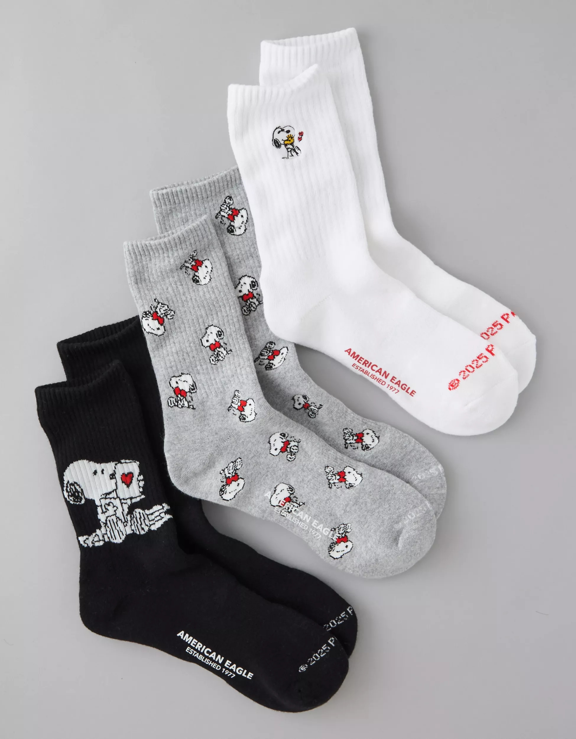 AE Snoopy Crew Socks 3-Pack | American Eagle Outfitters (US & CA)