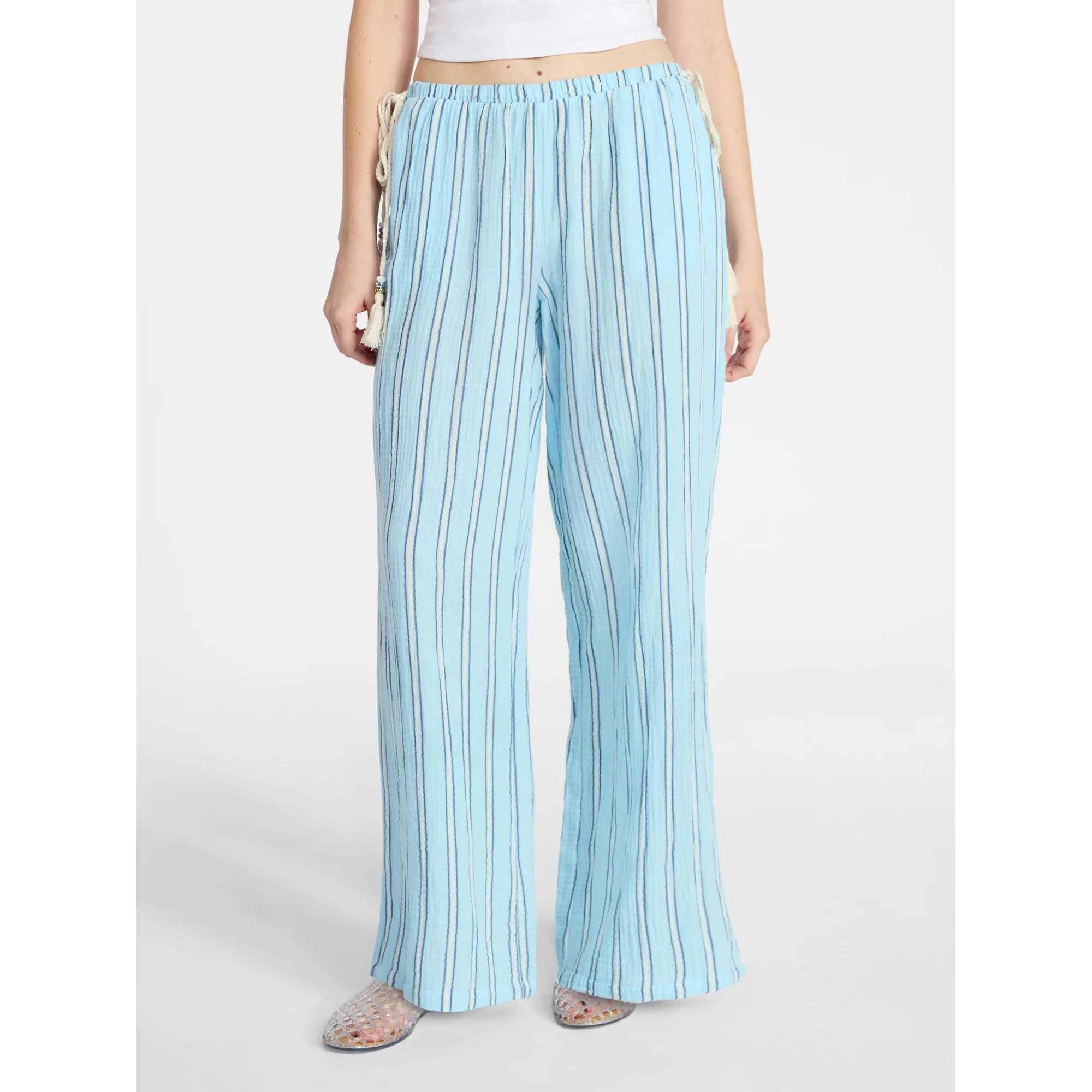 No Boundaries Cotton Gauze Side Tie Beach Pants, 31.5" Inseam, Women's XXS-4X | Walmart (US)