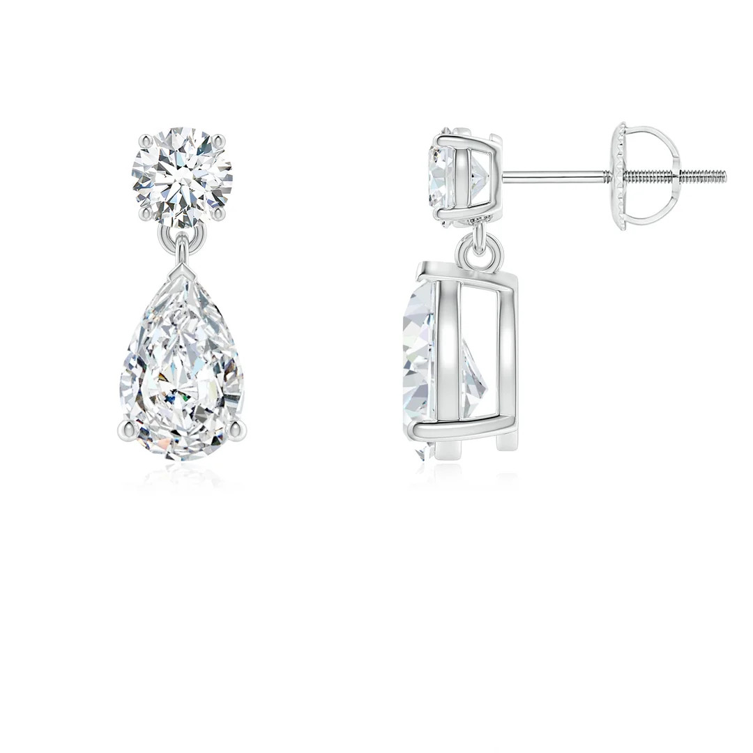 Lab-Grown Pear-Shaped Diamond Drop Earrings | Angara Inc.