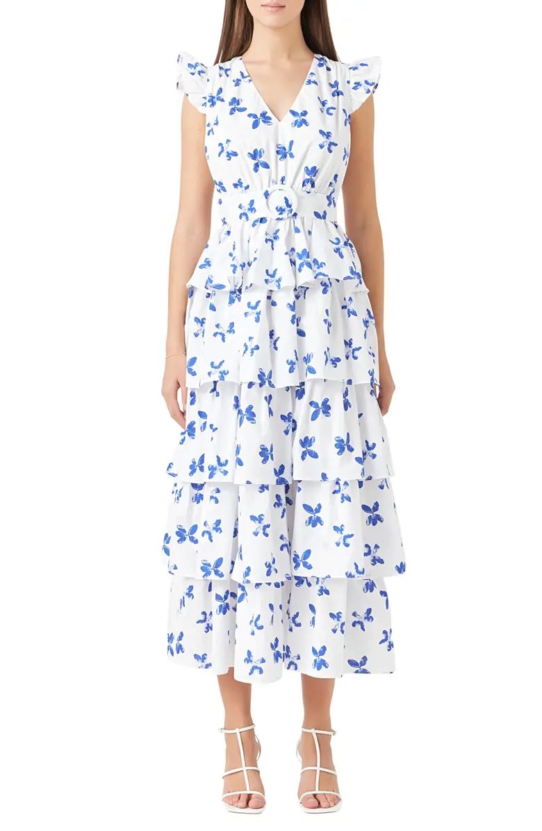 Floral Tiered Belted Maxi Dress | Nordstrom