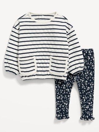 Printed Quilted Jacquard Sweatshirt & Leggings Set for Baby | Old Navy (US)