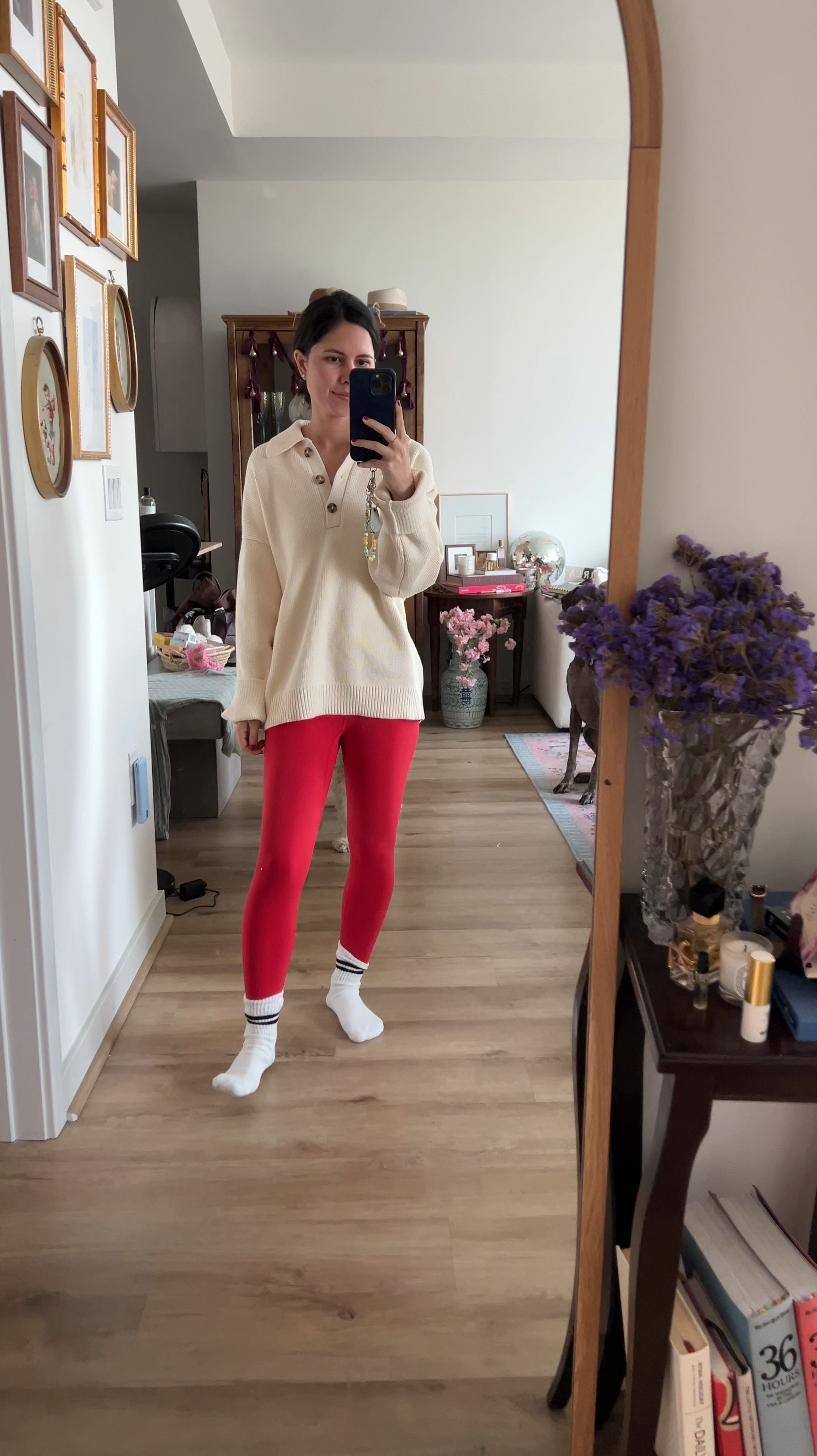 Pilates outfit, red leggings, reformation sweater 

#LTKFindsUnder100 #LTKStyleTip