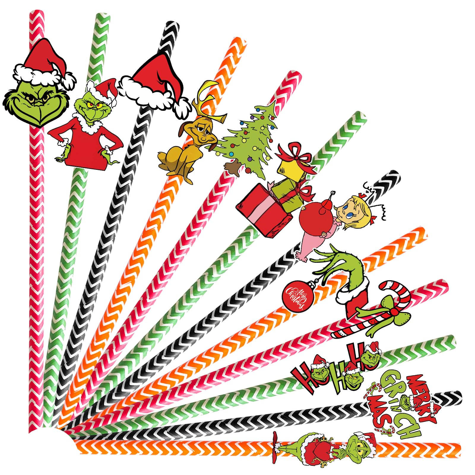 24 Pcs Christmas Paper Straws - Red & Green Theme Disposable Straws for Party Favors & Decoration... | Amazon (US)