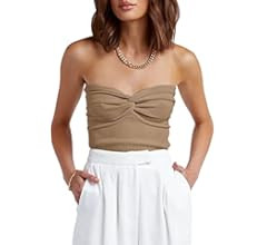 ANRABESS Women Strapless Crop Tube Top Sexy Ribbed Knit Twisted Knot Front Sleeveless Y2K Corset ... | Amazon (US)