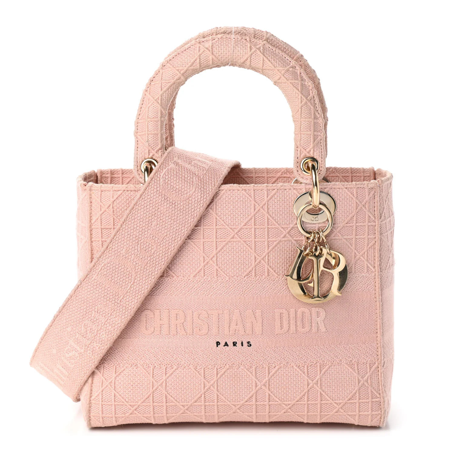 CHRISTIAN DIOR Canvas Embroidered Medium Lady D-Lite Bois De Rose | FASHIONPHILE (US)