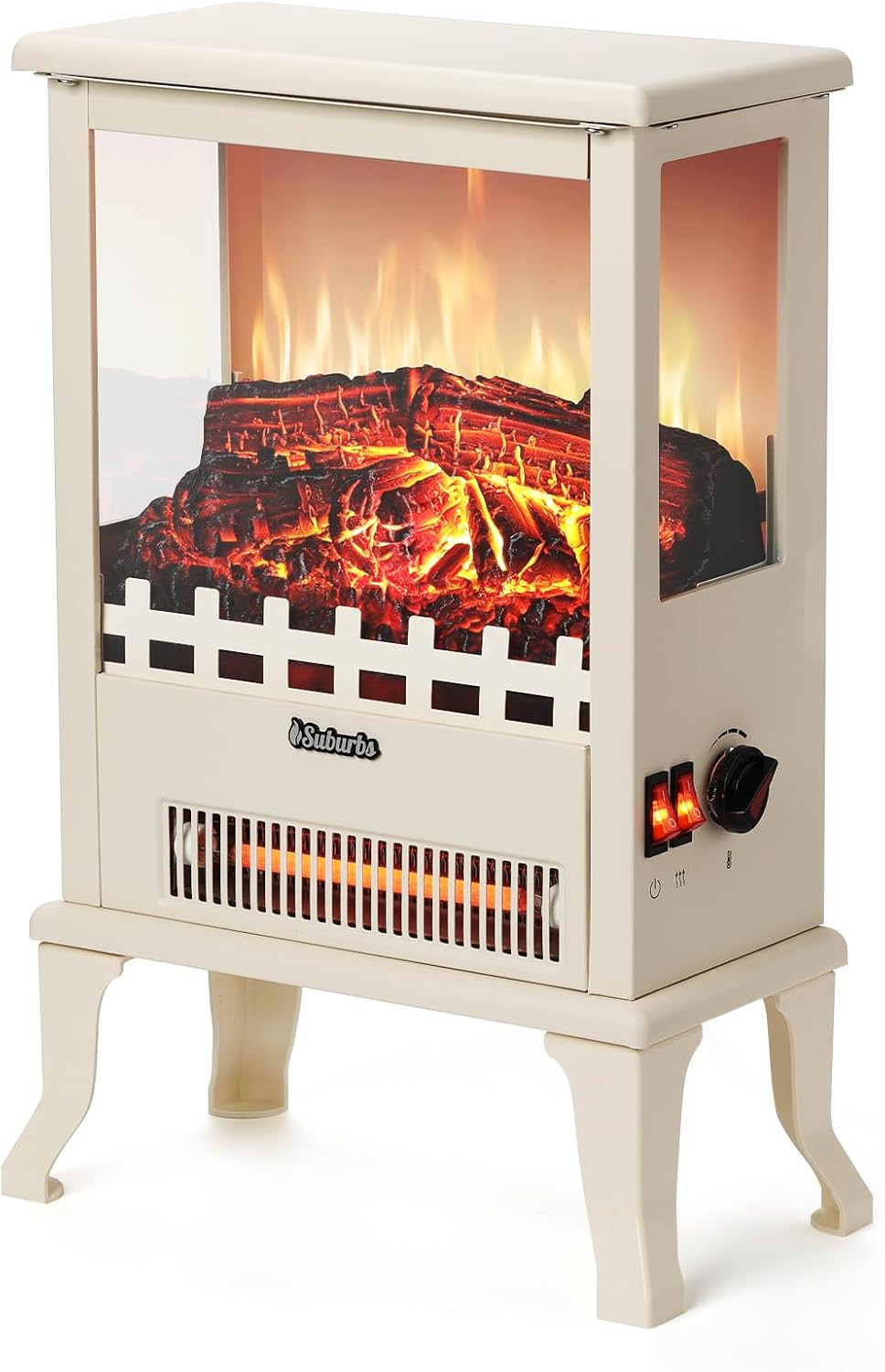 19" 1500W Infrared Electric Fireplace Stove, 3-Sided View, Realistic Flame, Overheat Protection, ... | Amazon (US)