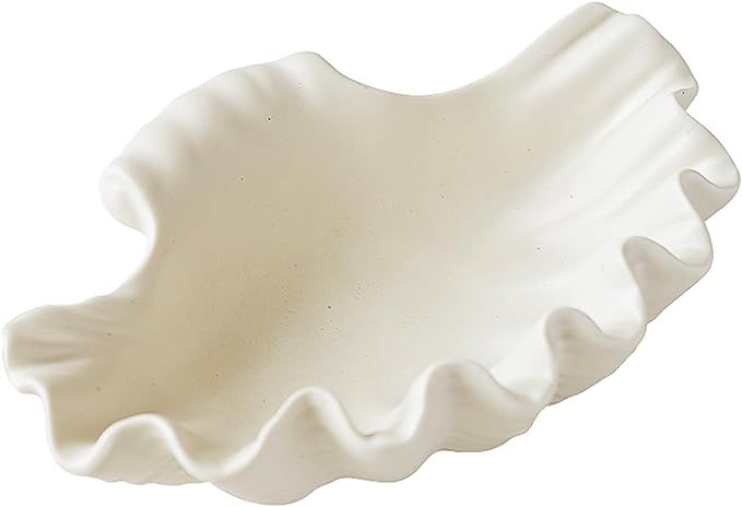 WENSHUO Ocean Shell Ceramic Decorative Bowl, Jewelry Dish for Rings, Trinkets, Crème | Amazon (US)