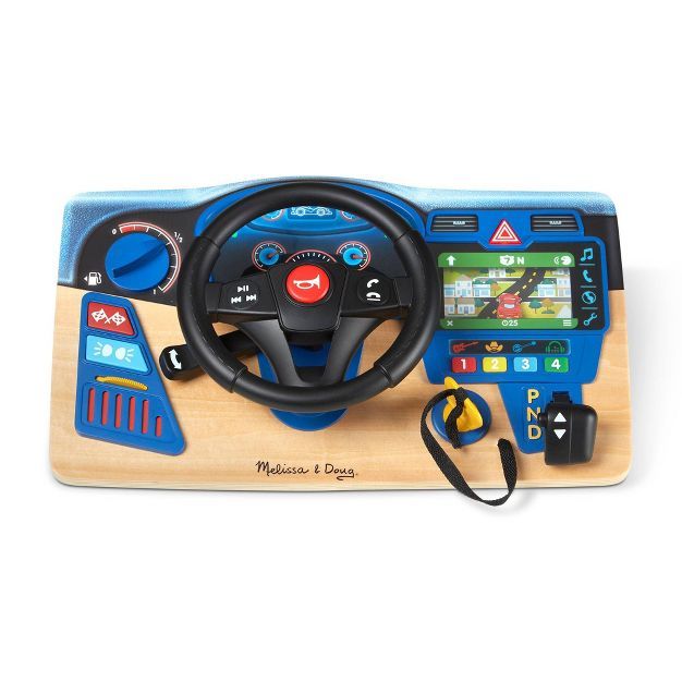Melissa & Doug Vroom & Zoom Interactive Wooden Dashboard Steering Wheel Pretend Play Driving Toy | Target
