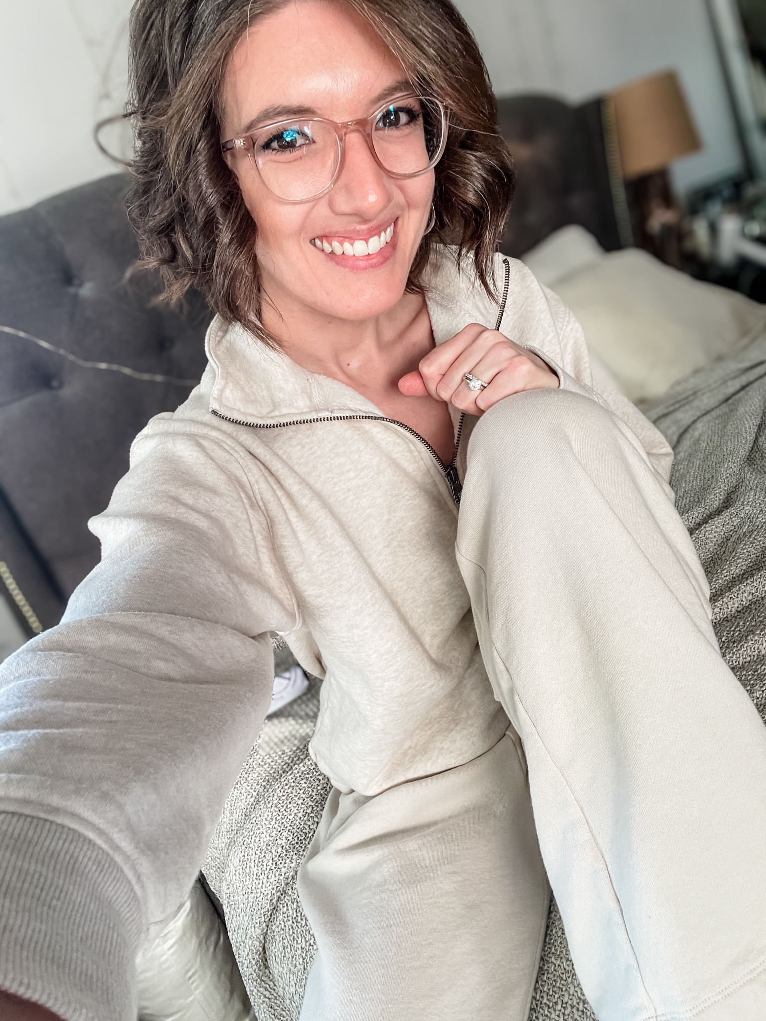 Half zip:  TTS, or size up if you want a more oversized fit (or don’t put it in the dryer)
High waisted wide leg sweats: TTS, don’t put in the dryer 

#LTKTravel #LTKCyberWeek #LTKSaleAlert