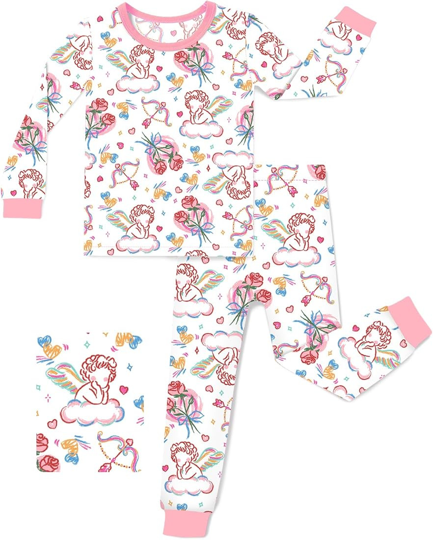 Bamboo Viscose Toddler Girls Kids Pajama Sets 2-8Y Snug fit Long-Sleeve Softness Sleepwear Pjs 2p... | Amazon (US)