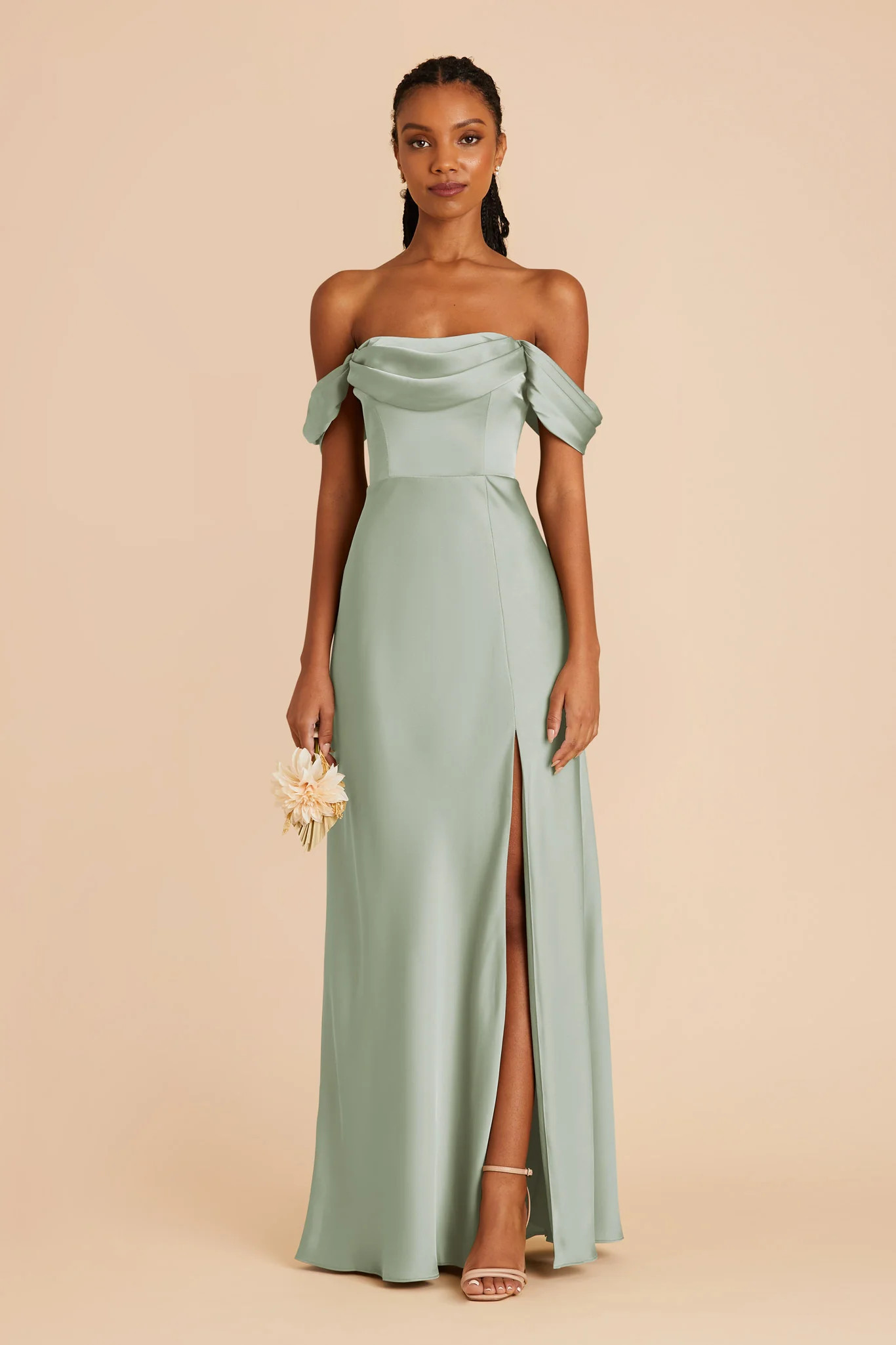 Mia Matte Satin Dress in Sage | Birdy Grey | Birdy Grey