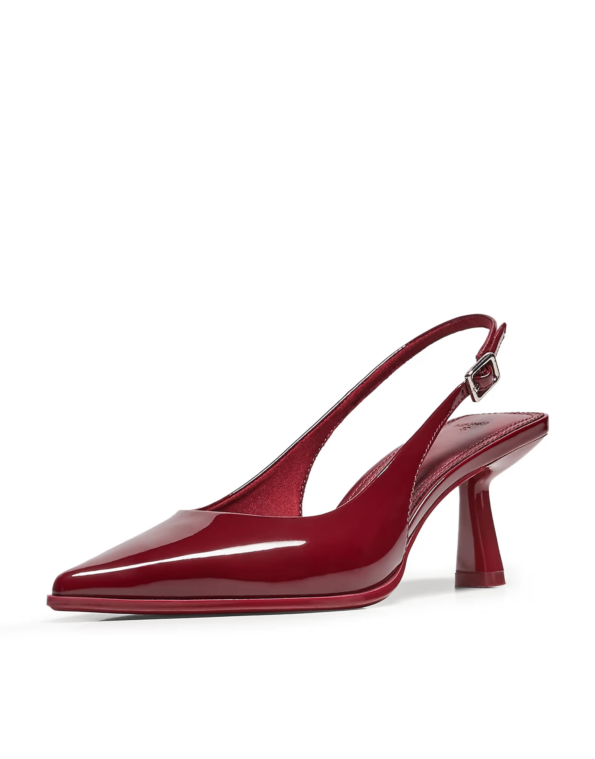 Bershka kitten heel slingback shoes in burgundy | ASOS (Global)