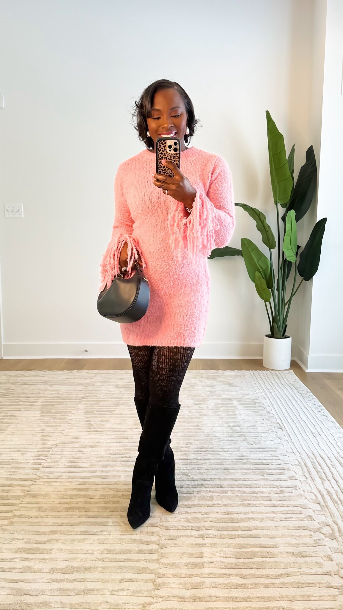 This look is giving Valentine’s Day date night vibes. I love the pink sweater dress with the fringe on the wrists. Rocking the houndstooth tights. 
This Vici dress is perfect! Use code Turner35 to save 35% on your Vici order 

#LTKootd #LTKValentine #LTKgrwm