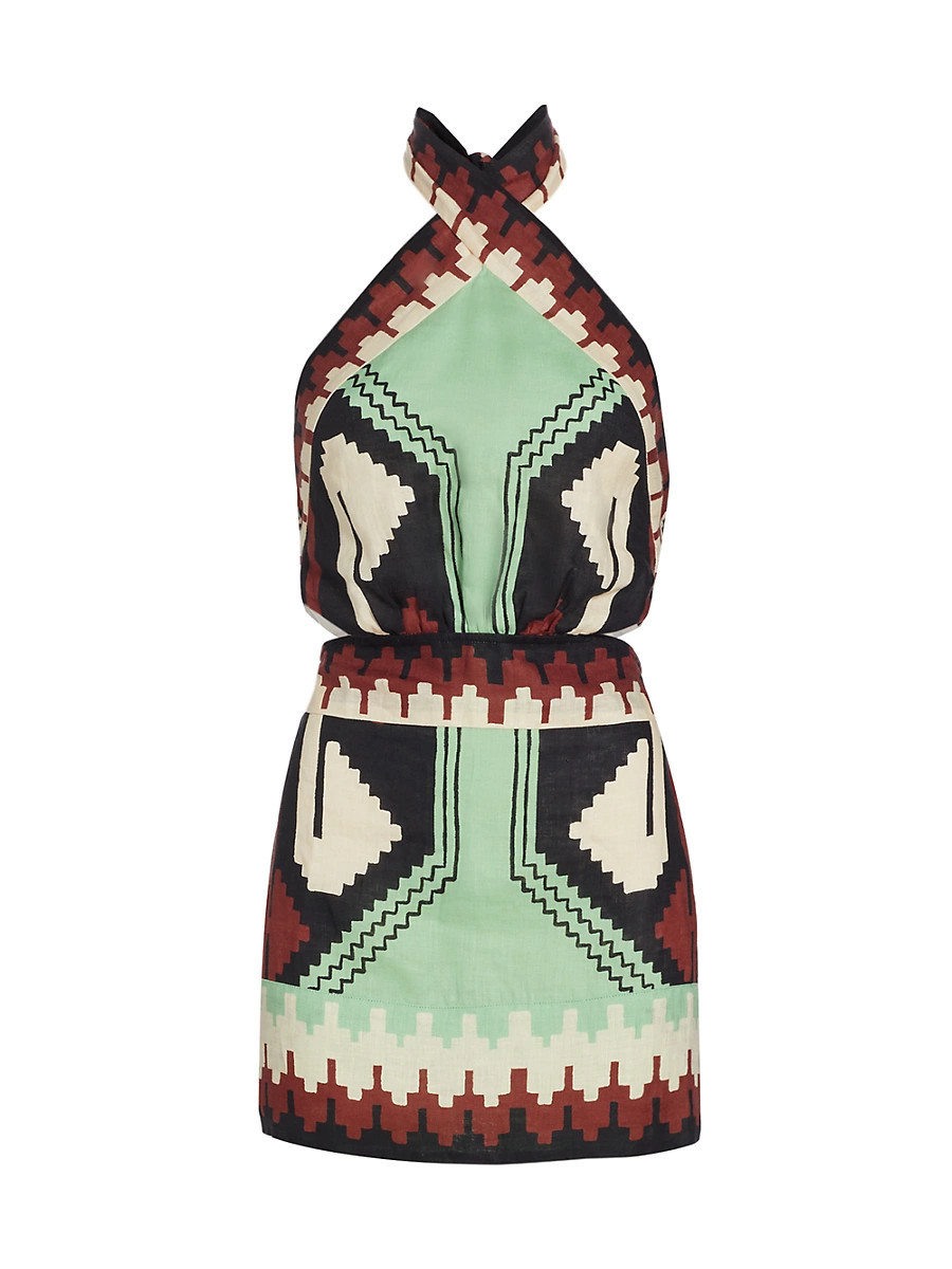 Women's Tide Strenght Printed Minidress - Green Black Paprika Ecru - Size 10 | Saks Fifth Avenue