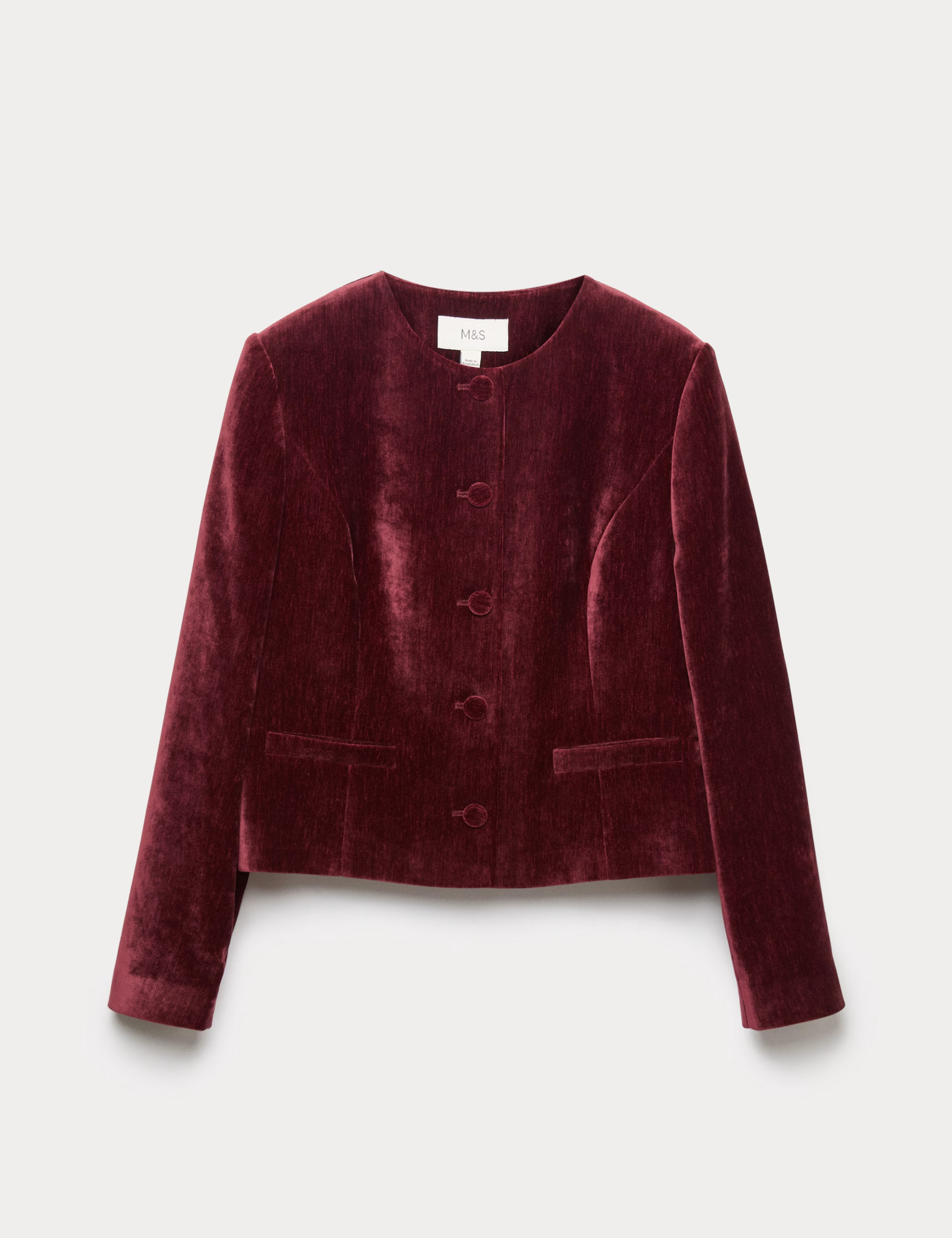 Velvet Mottled Colarless Fitted Jacket | Marks & Spencer (UK)