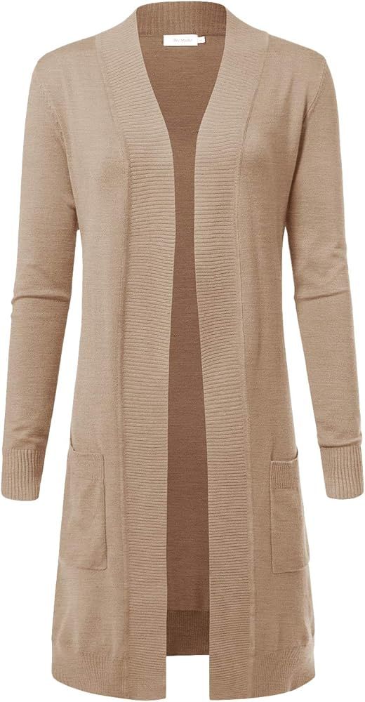 Allsense Women's Solid Soft Stretch Longline Long Sleeve Open Front Cardigan Sweaters | Amazon (US)