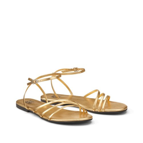 Metallic Leather Strappy Sandals | La Redoute (UK)