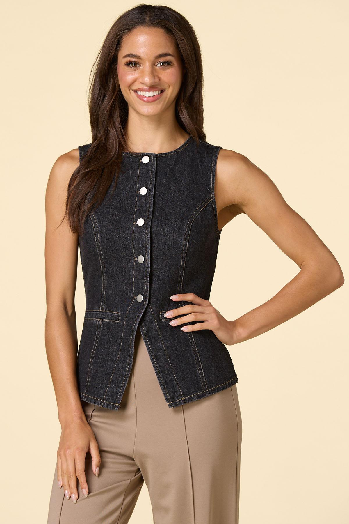 if you please denim vest | Versona