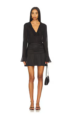 MORE TO COME Adeline Mini Dress in Black from Revolve.com | Revolve Clothing (Global)