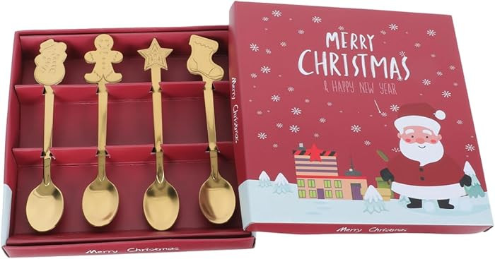 MAGICLULU Christmas Spoon, 4 Piece Stainless Steel Christmas Stirring Coffee Spoon - Gingerbread ... | Amazon (US)