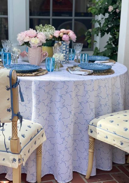 Blue Bows Tablecloth | Julia Amory