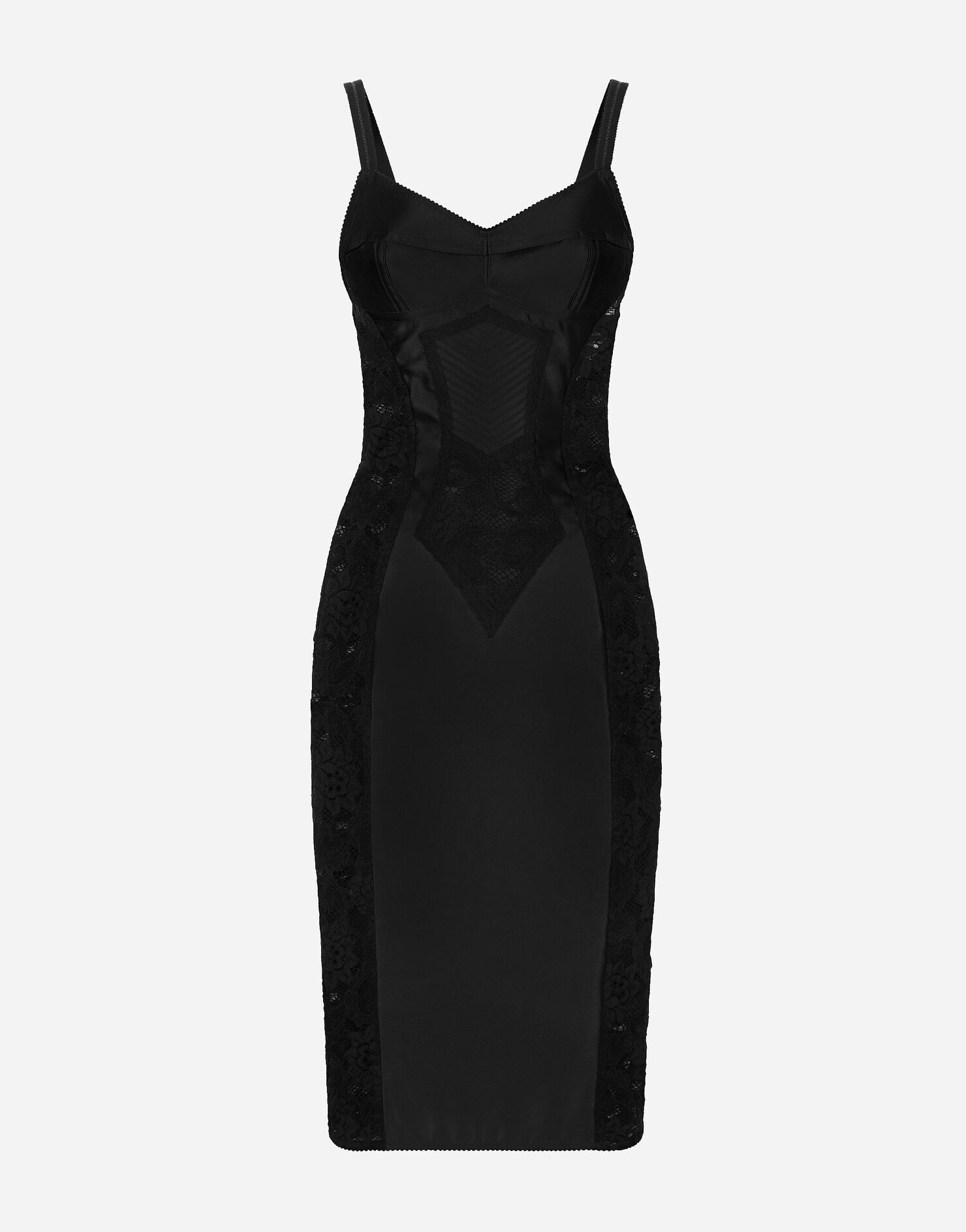 Satin and lace calf-length corset dress | Dolce & Gabbana US