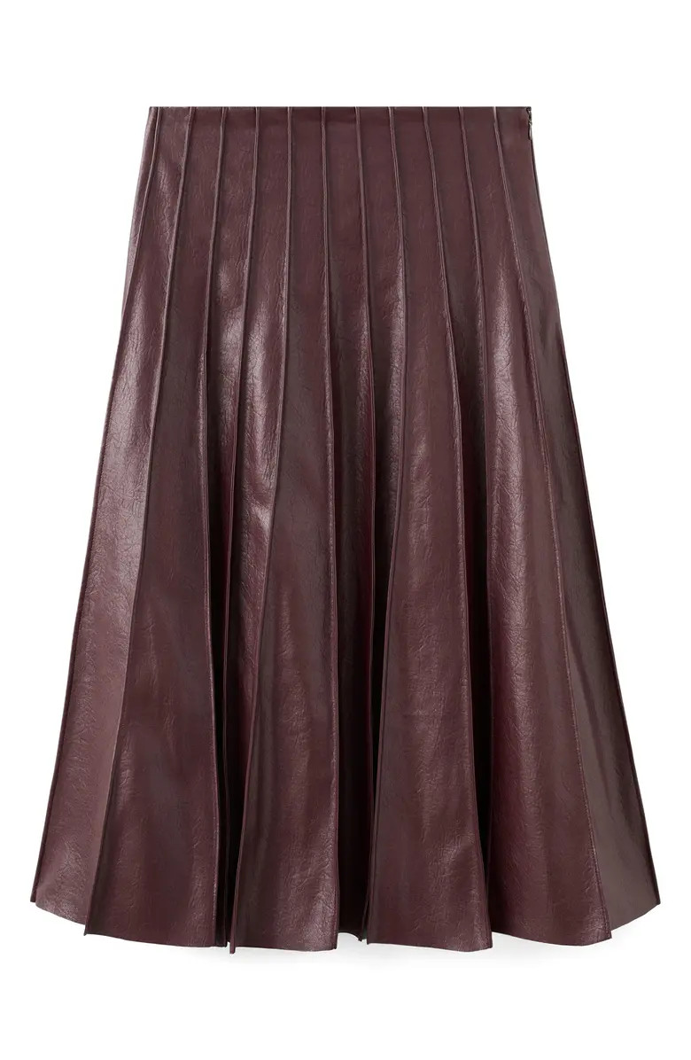 Dalia Pleated Faux Leather Midi Skirt | Nordstrom