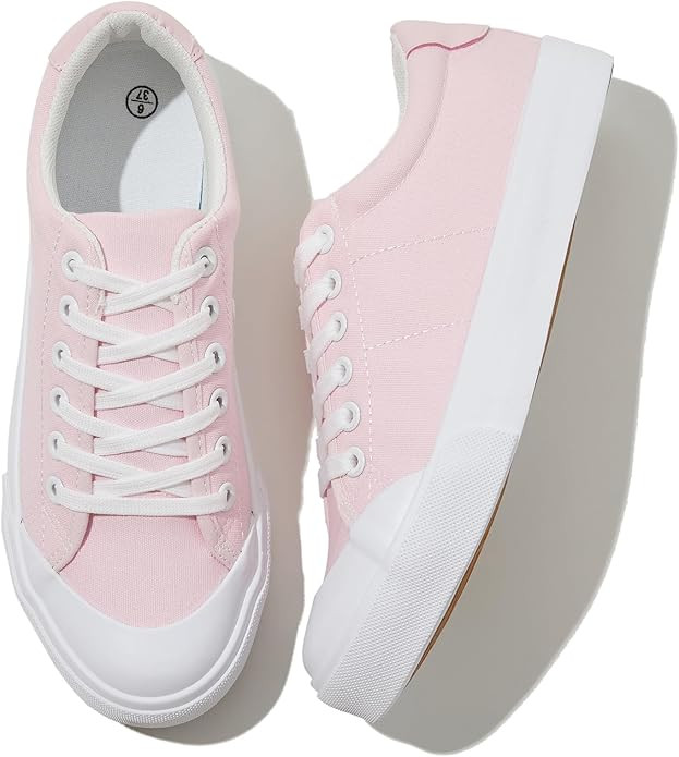 Witwatia Canvas Shoes for Women Wide Width Cute Fashion Sneakers Low Tops White Tennis Shoes Comf... | Amazon (US)