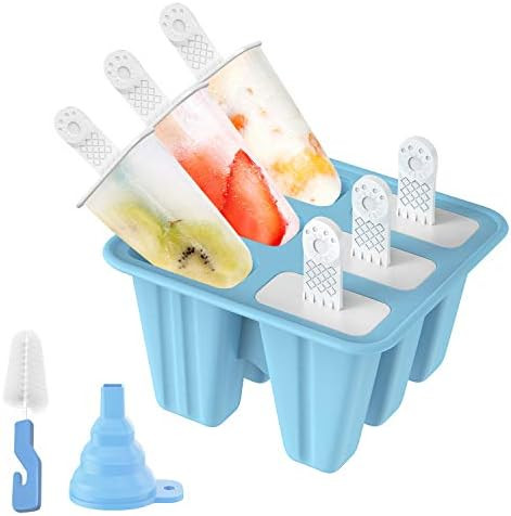 Popsicles Molds, 6 Cavities Reusable Ice Pop Molds Maker, Easy Release Durable Silicone Popsicle ... | Amazon (US)