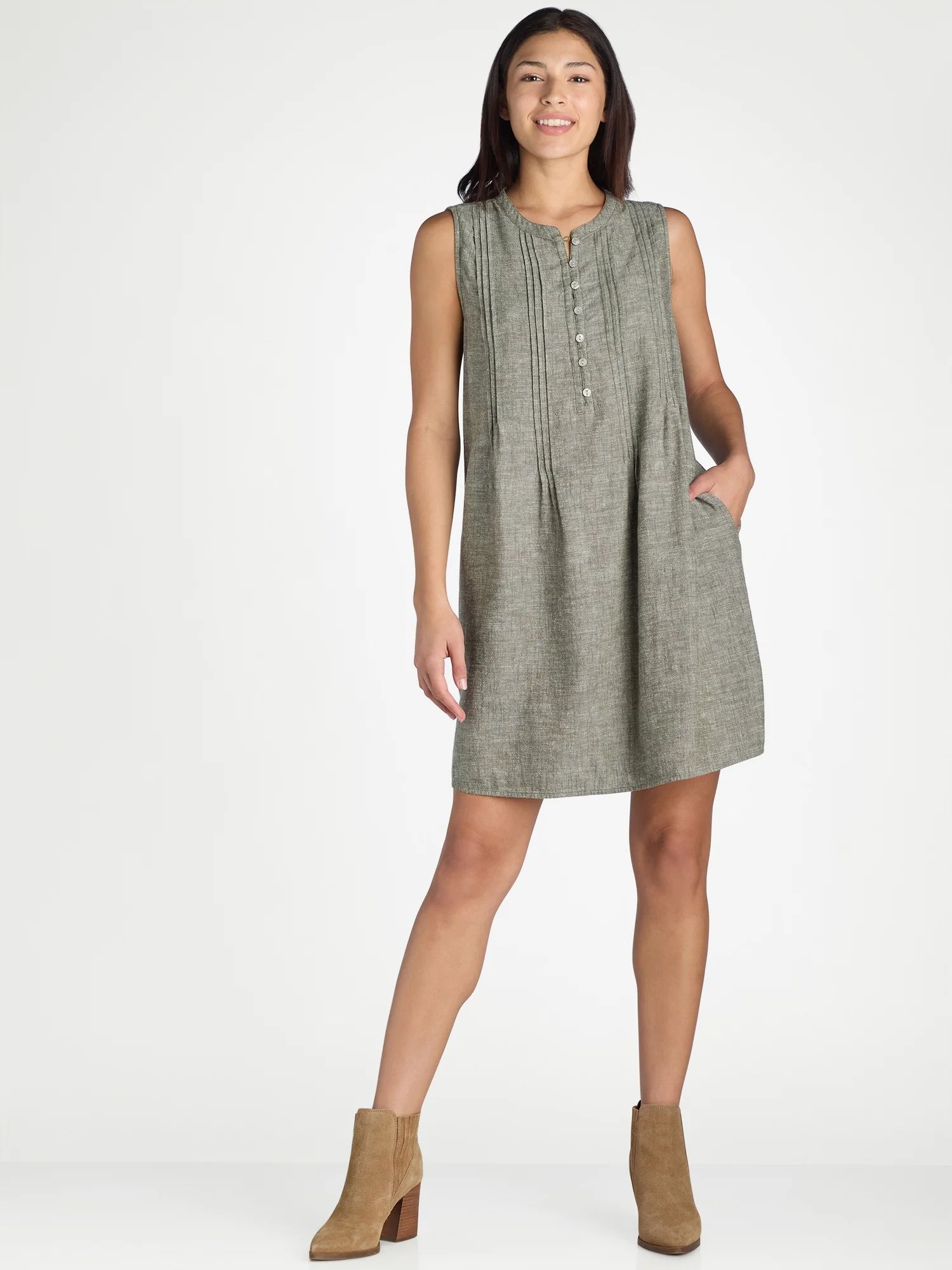 Time and Tru Women's Pintuck Mini Shift Dress, Sizes XS-XXXL | Walmart (US)