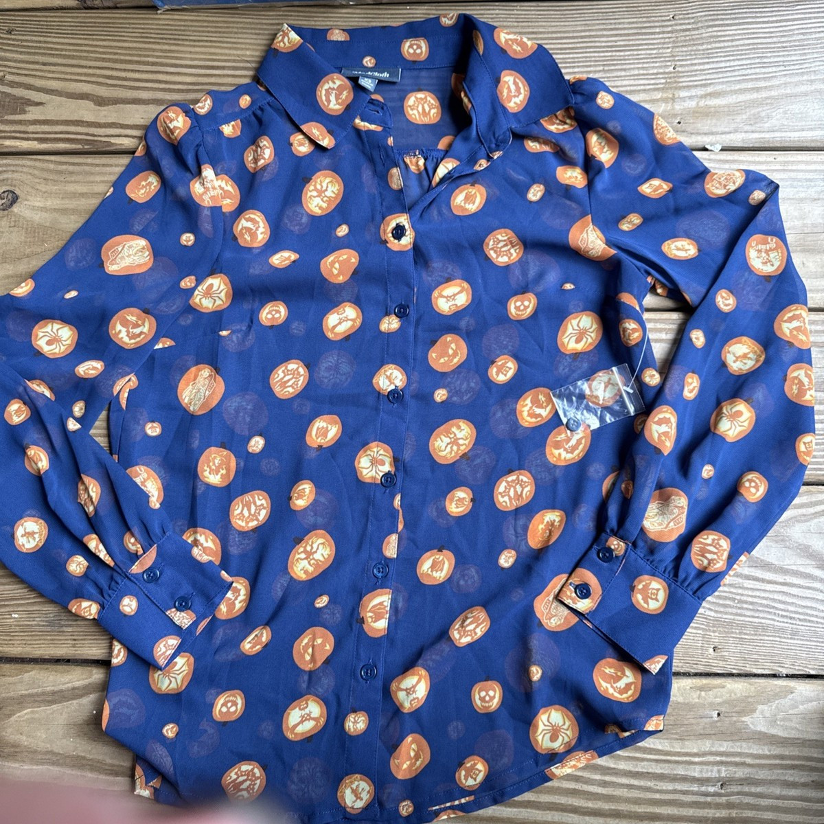 Modcloth Halloween blue orange pumpkins spider bats Cats xs | eBay US