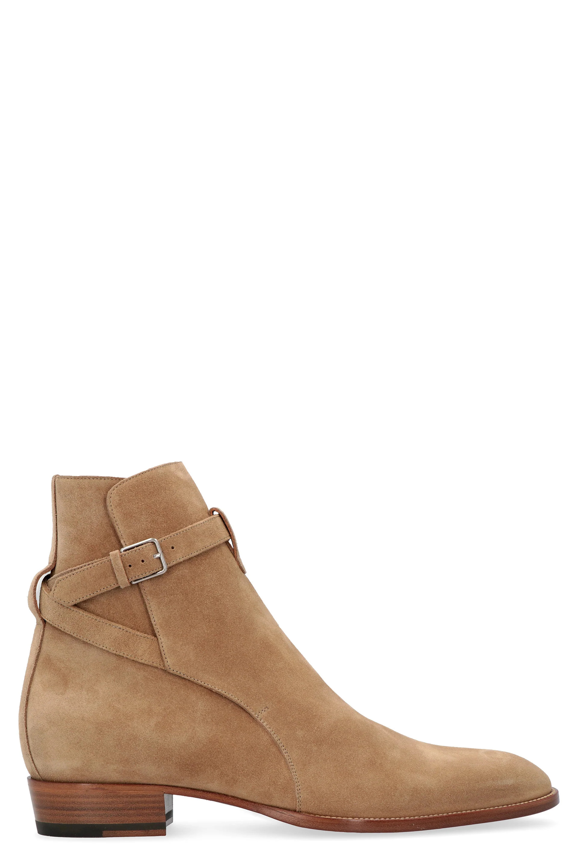 Saint Laurent Men's Jodhpur Suede Ankle Boots in Beige | Size 40 | 498372BT300 Color 9870 | LOZURI