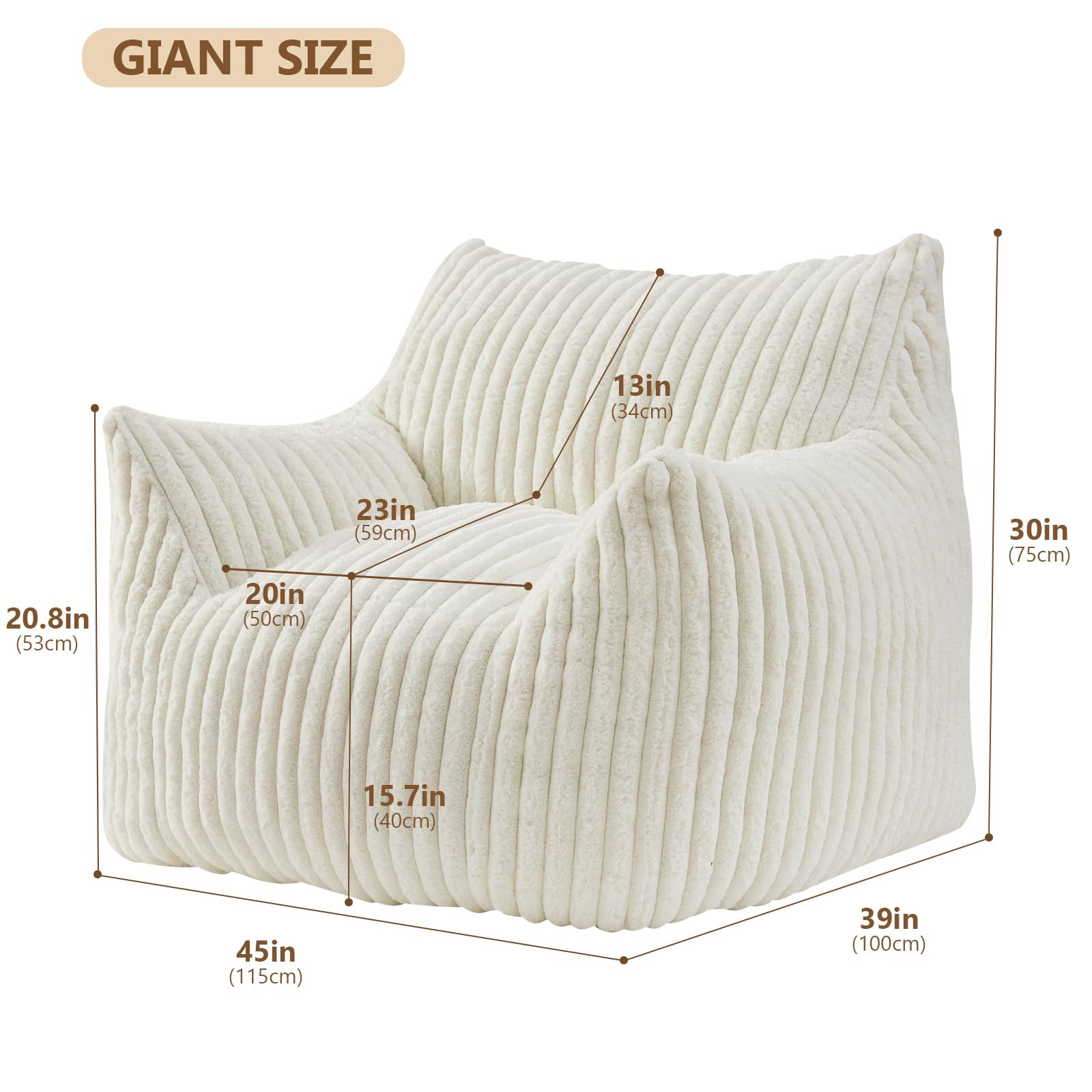 Giant Bean Bag Chairs for Adults Teens, Large Bean Bag Sofa Chairs with Filling Comfy Fuzzy BeanB... | Amazon (US)