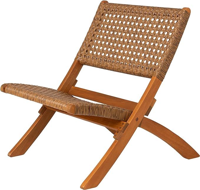 Patio Sense 64159 Sava Indoor Outdoor Folding Chair All Weather Wicker Low Slung Portable Seating... | Amazon (US)