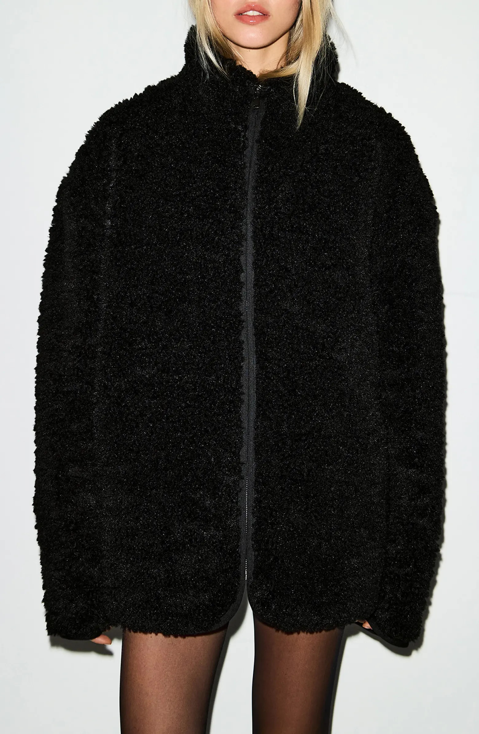 Faux Fur Oversize Mock Neck Jacket | Nordstrom